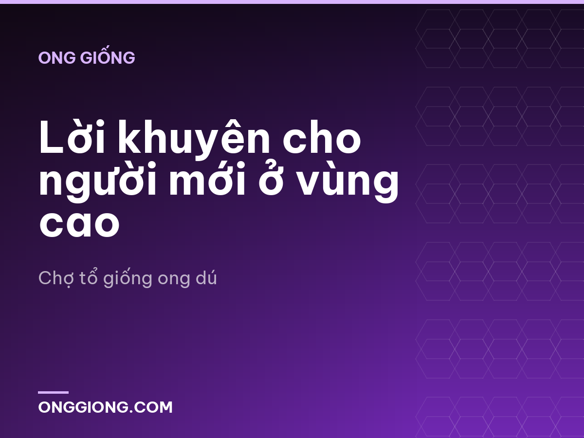 Lời khuyên cho người mới ở vùng cao